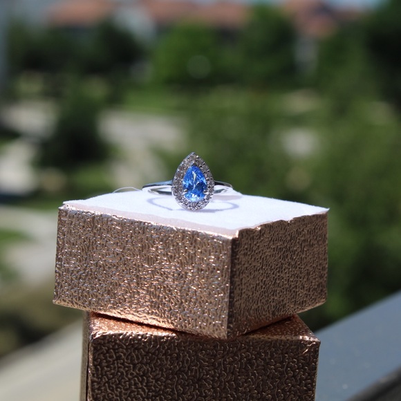 Tear drop ZC blue silver ring - Picture 5 of 5
